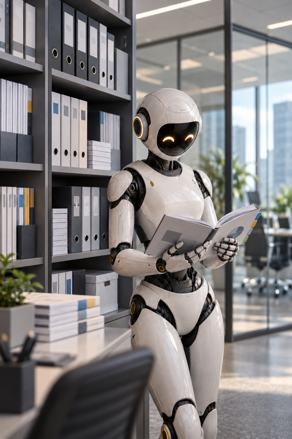 A robot reading company documents