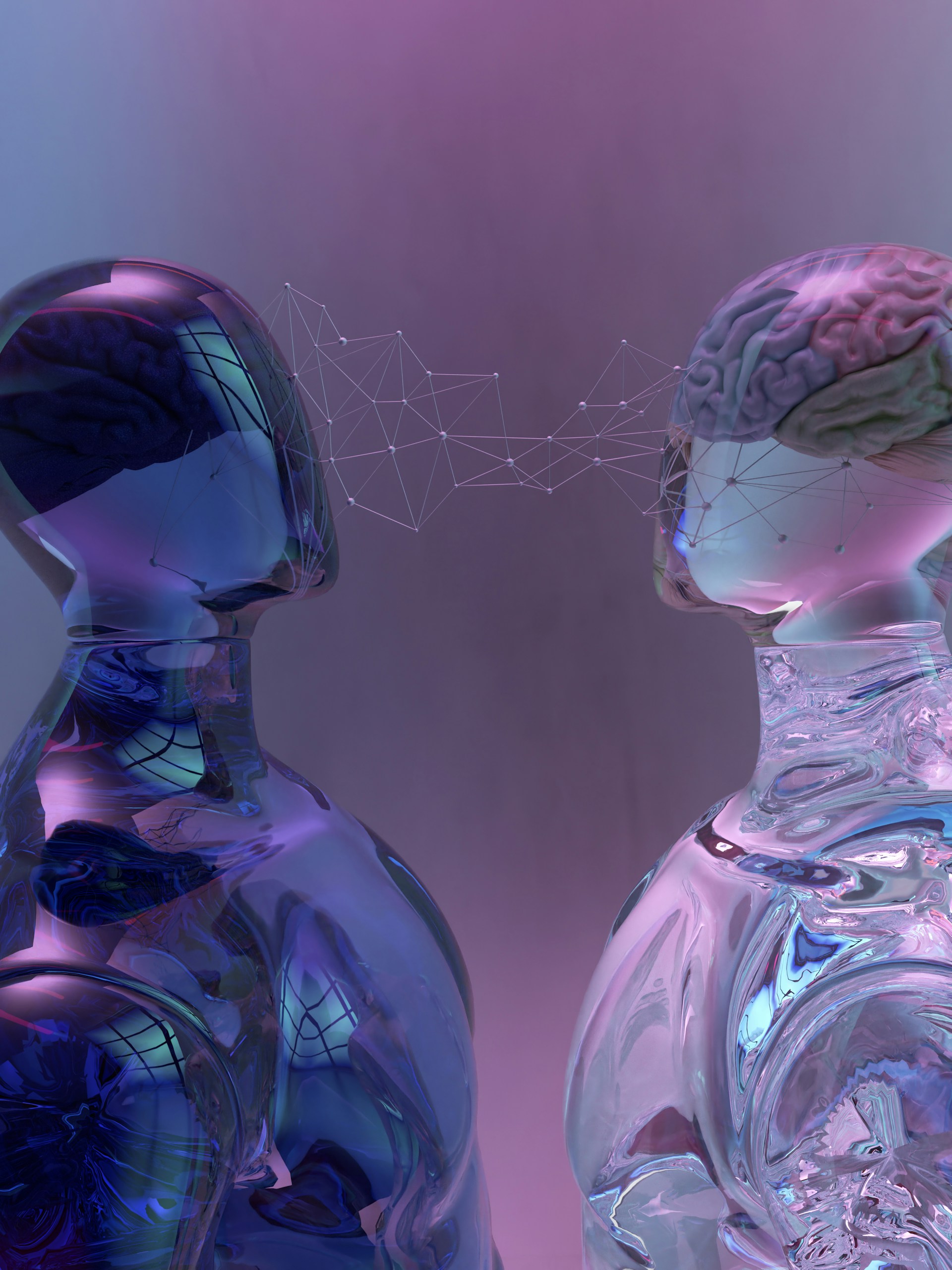 A robot downloading data from an organic brain