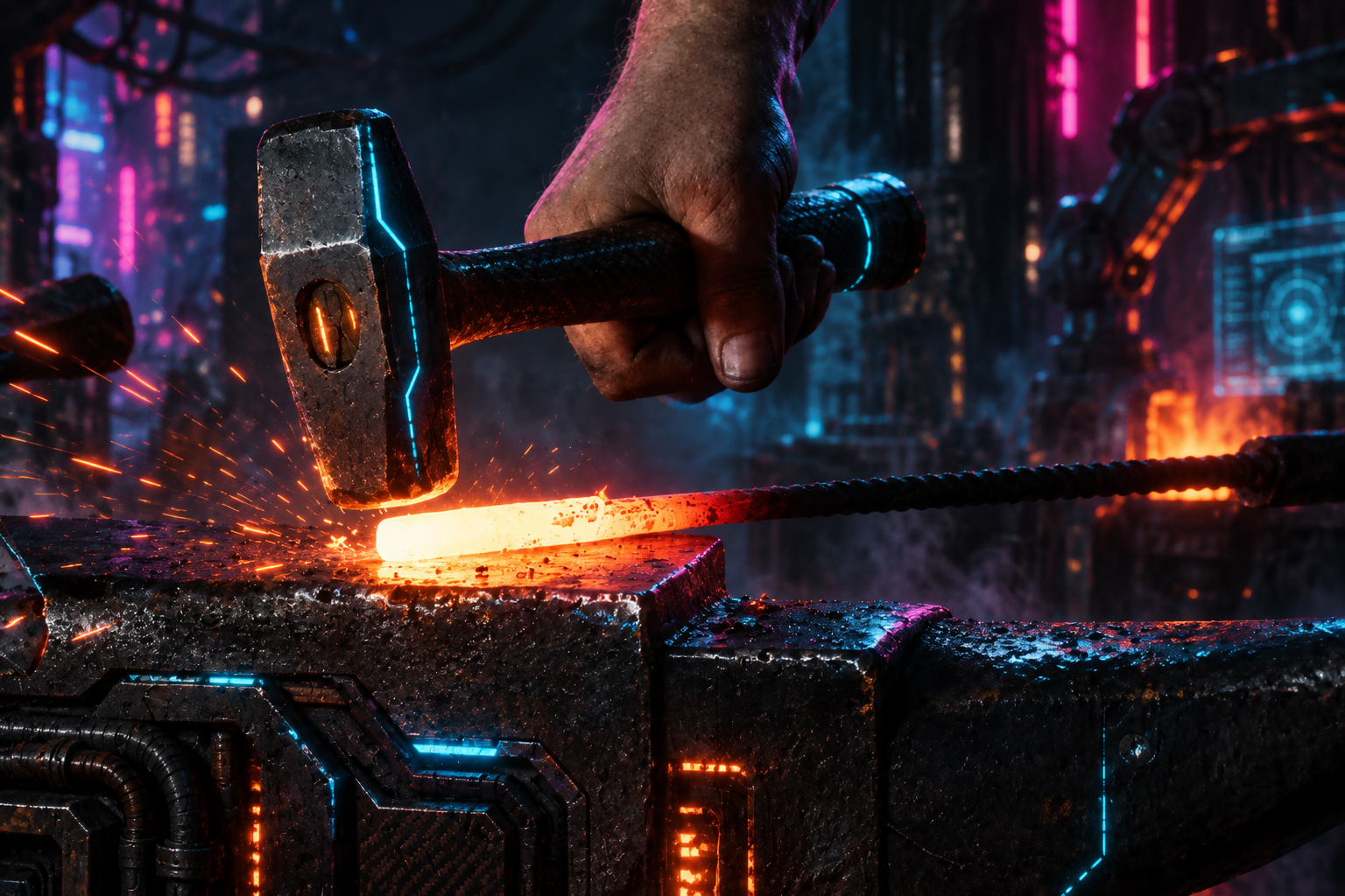 A cyberpunk forge